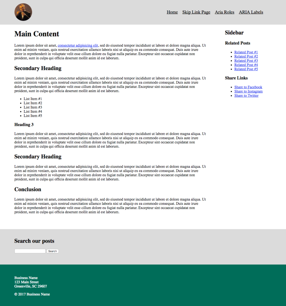 Screenshot of the initial layout. Click on the image to preview the page.