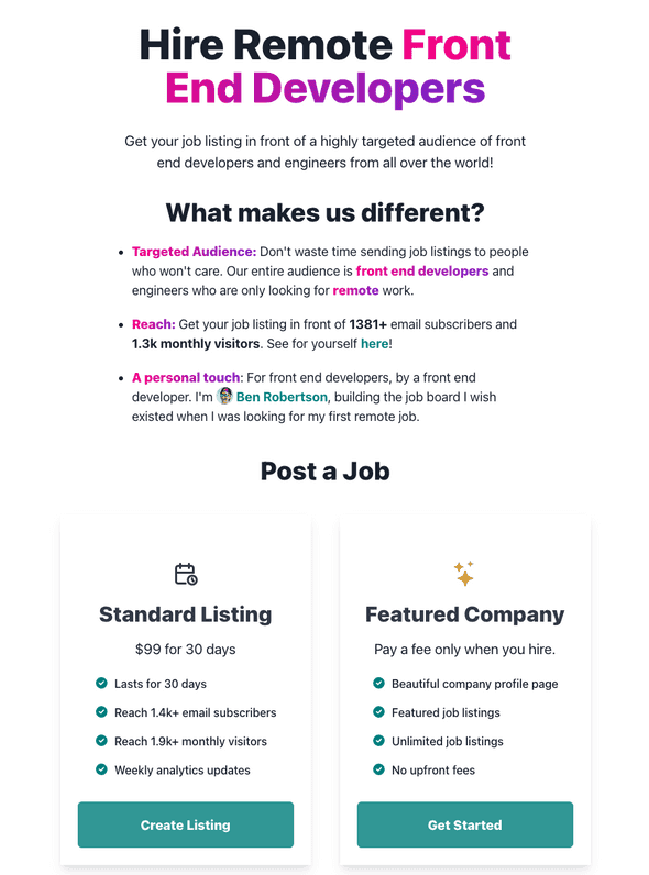 hire page