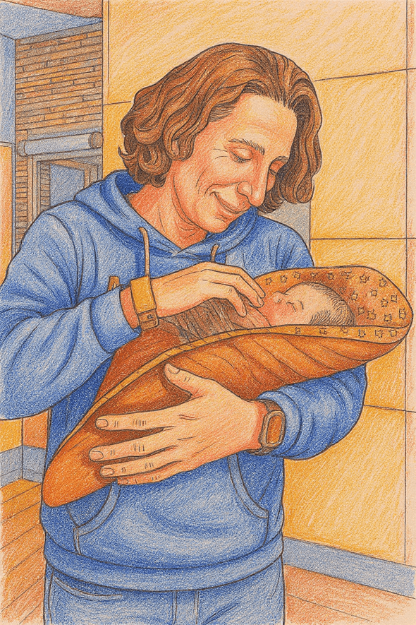 an illustration of me holding my fourth child in the hospital