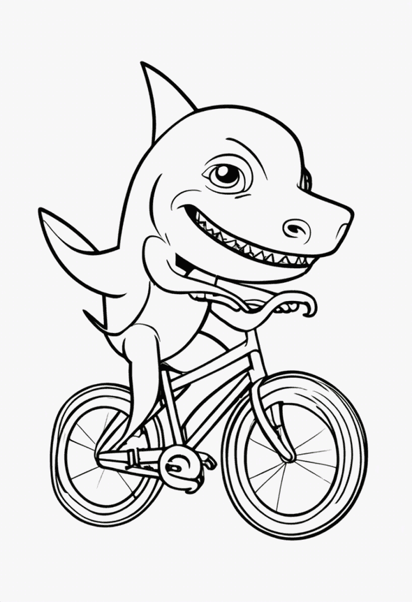 A shark riding a bike